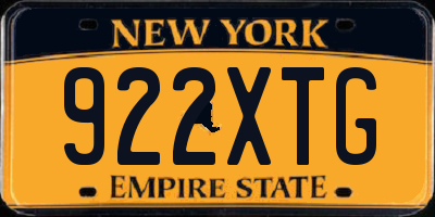 NY license plate 922XTG