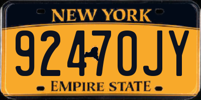 NY license plate 92470JY