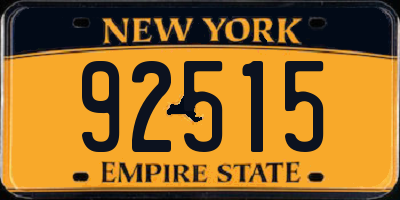 NY license plate 92515