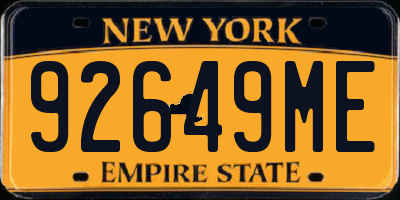 NY license plate 92649ME