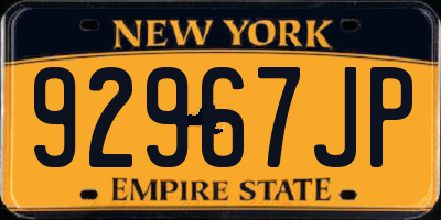 NY license plate 92967JP