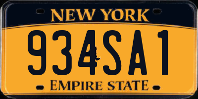 NY license plate 934SA1