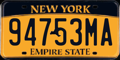 NY license plate 94753MA