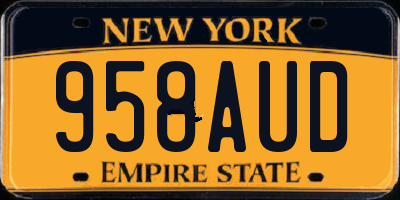 NY license plate 958AUD