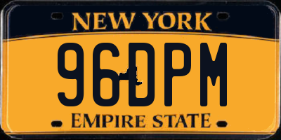 NY license plate 96DPM