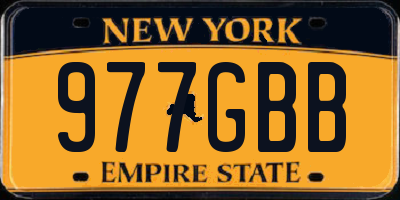 NY license plate 977GBB