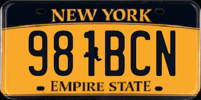 NY license plate 981BCN