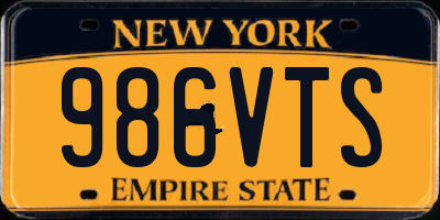 NY license plate 986VTS