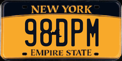 NY license plate 98DPM