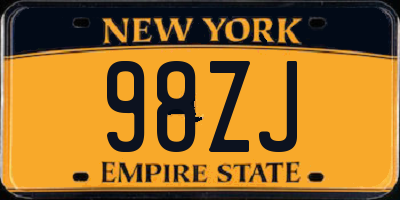 NY license plate 98ZJ