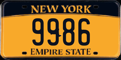 NY license plate 9986