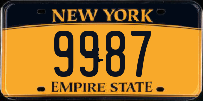 NY license plate 9987