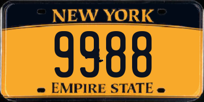 NY license plate 9988