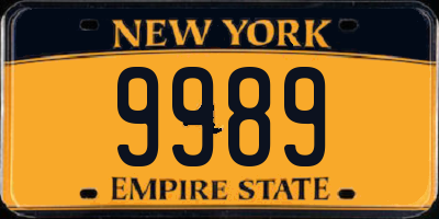 NY license plate 9989