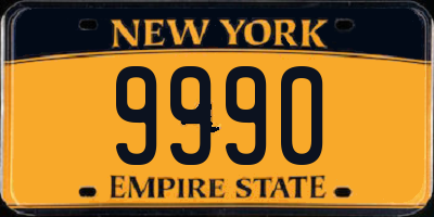 NY license plate 9990