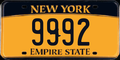 NY license plate 9992