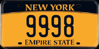 NY license plate 9998