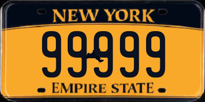 NY license plate 99999