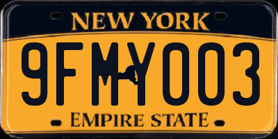 NY license plate 9FMY003