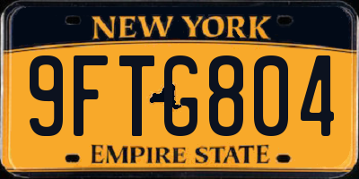 NY license plate 9FTG804