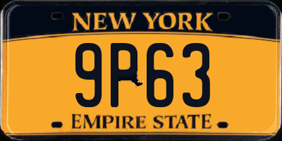 NY license plate 9P63