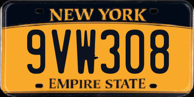 NY license plate 9VW308