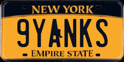 NY license plate 9YANKS