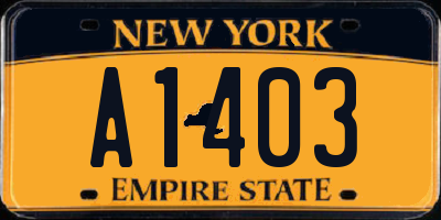 NY license plate A1403