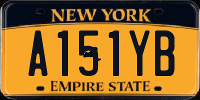 NY license plate A151YB