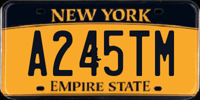 NY license plate A245TM