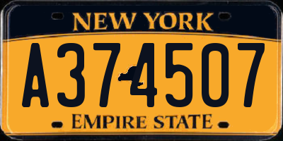 NY license plate A374507