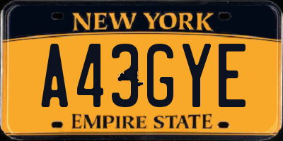 NY license plate A43GYE