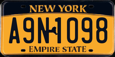 NY license plate A9N1098