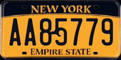 NY license plate AA85779