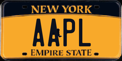 NY license plate AAPL