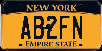 NY license plate AB2FN