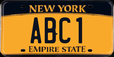 NY license plate ABC1