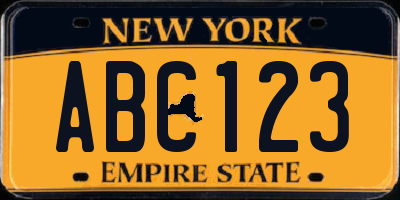 NY license plate ABC123