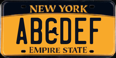 NY license plate ABCDEF