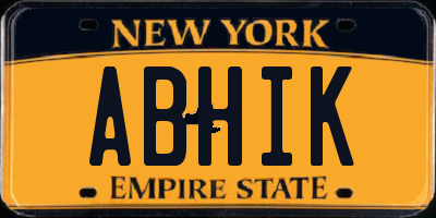 NY license plate ABHIK