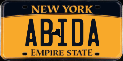 NY license plate ABIDA