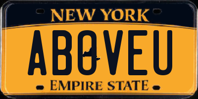 NY license plate ABOVEU