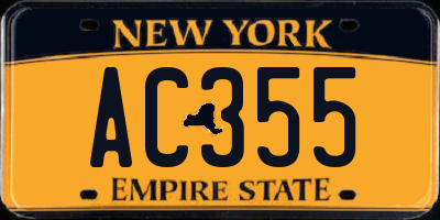 NY license plate AC355