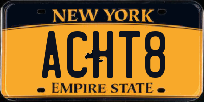 NY license plate ACHT8