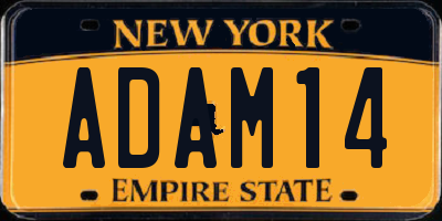 NY license plate ADAM14