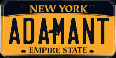 NY license plate ADAMANT