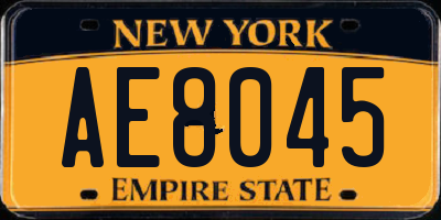 NY license plate AE8045