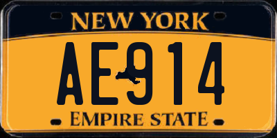 NY license plate AE914