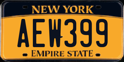 NY license plate AEW399