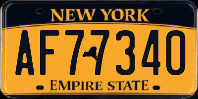 NY license plate AF77340